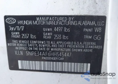 2017 Hyundai Sonata Sport from USA, damaged, VIN 5NPE34AF6HH545447